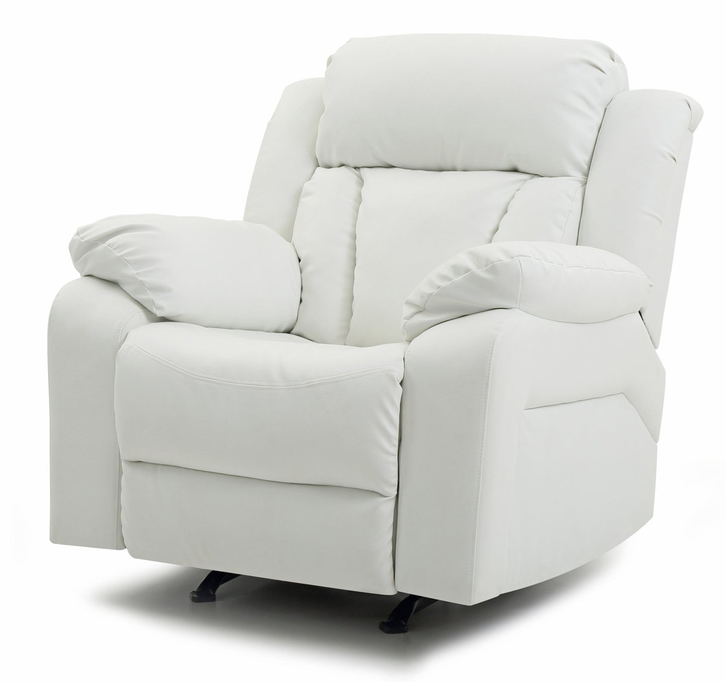 Elegant White Recliner with Padded Arms, Comfort Seating, White PU, 41x38x37 Inches - 1st Choice Furniture Direct