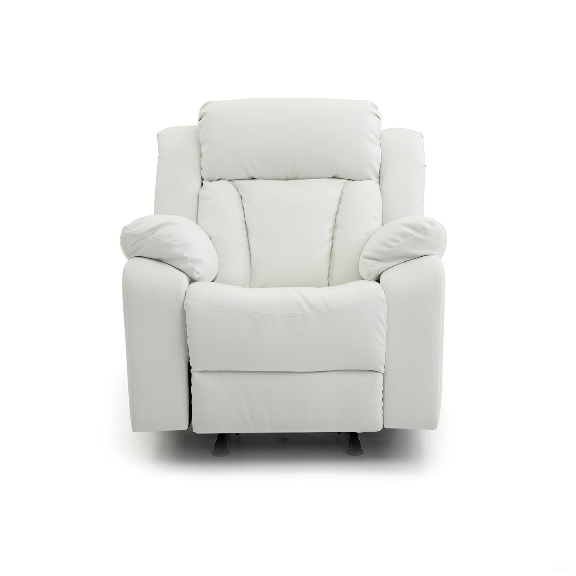 Elegant White Recliner with Padded Arms, Comfort Seating, White PU, 41x38x37 Inches - 1st Choice Furniture Direct