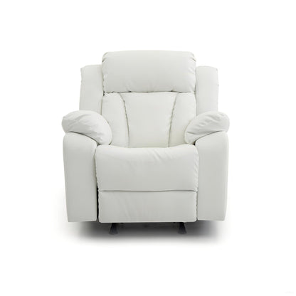 Elegant White Recliner with Padded Arms, Comfort Seating, White PU, 41x38x37 Inches - 1st Choice Furniture Direct