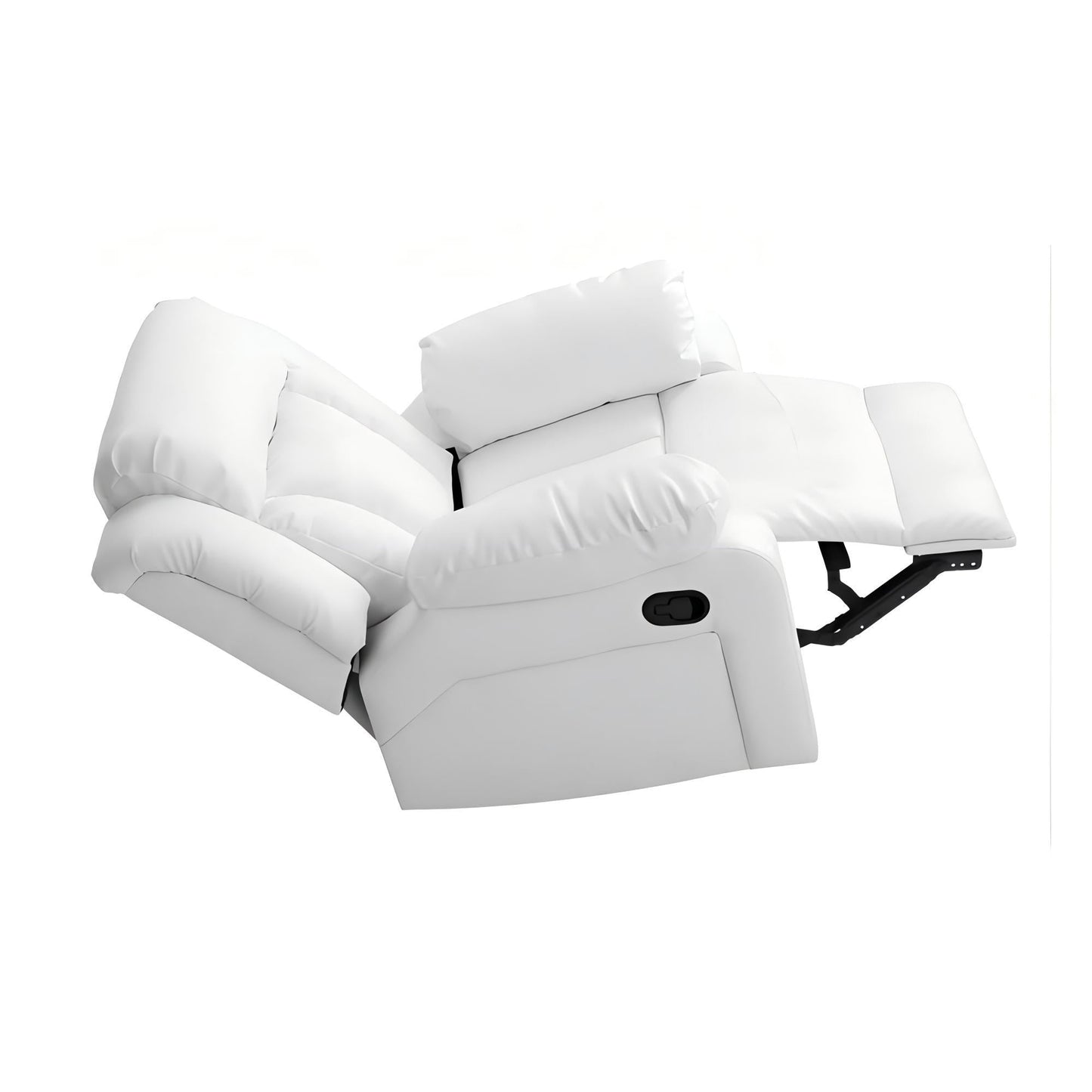 Elegant White Recliner with Padded Arms, Comfort Seating, White PU, 41x38x37 Inches - 1st Choice Furniture Direct