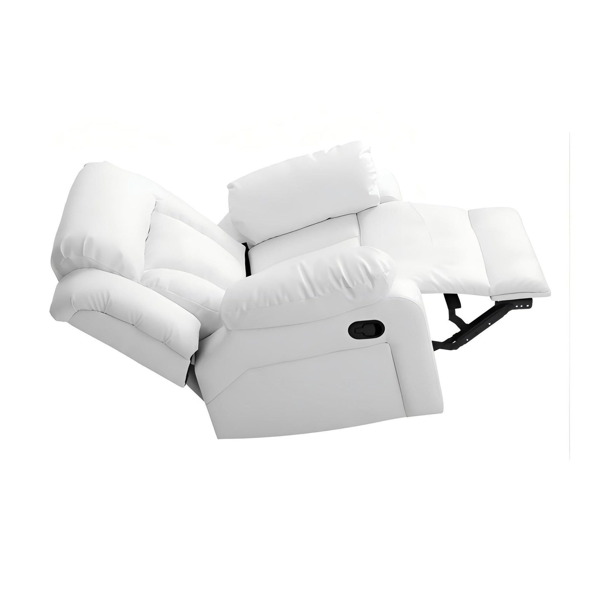 Elegant White Recliner with Padded Arms, Comfort Seating, White PU, 41x38x37 Inches - 1st Choice Furniture Direct