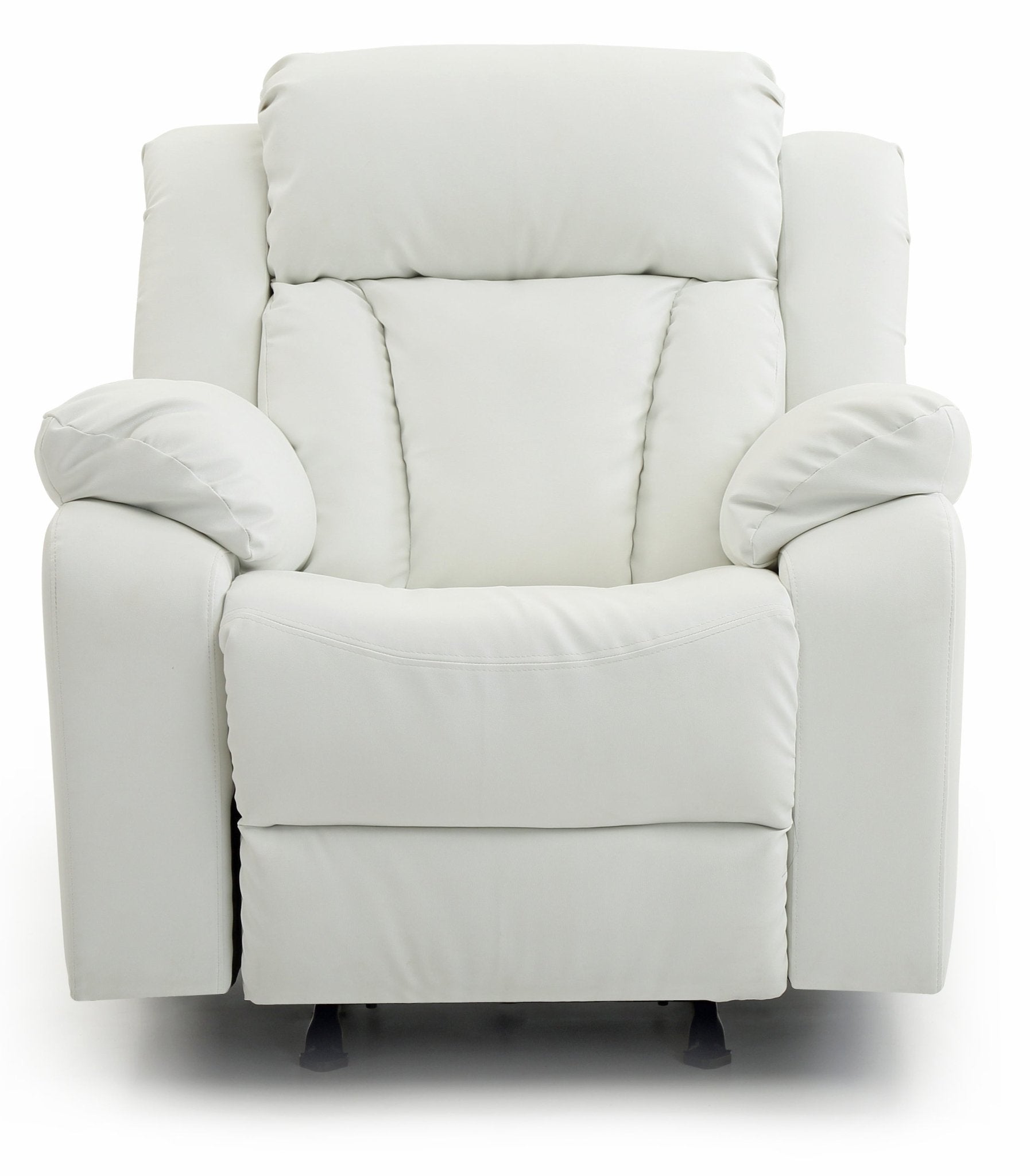 Elegant White Recliner with Padded Arms, Comfort Seating, White PU, 41x38x37 Inches - 1st Choice Furniture Direct