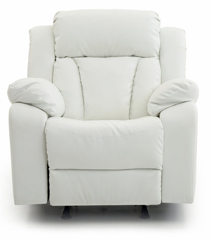Elegant White Recliner with Padded Arms, Comfort Seating, White PU, 41x38x37 Inches - 1st Choice Furniture Direct