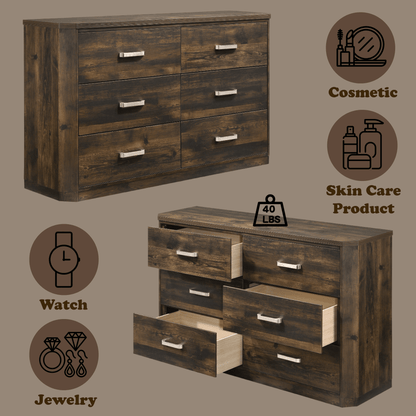 Elettra Rustic Walnut Finish Dresser - 1st Choice Furniture Direct