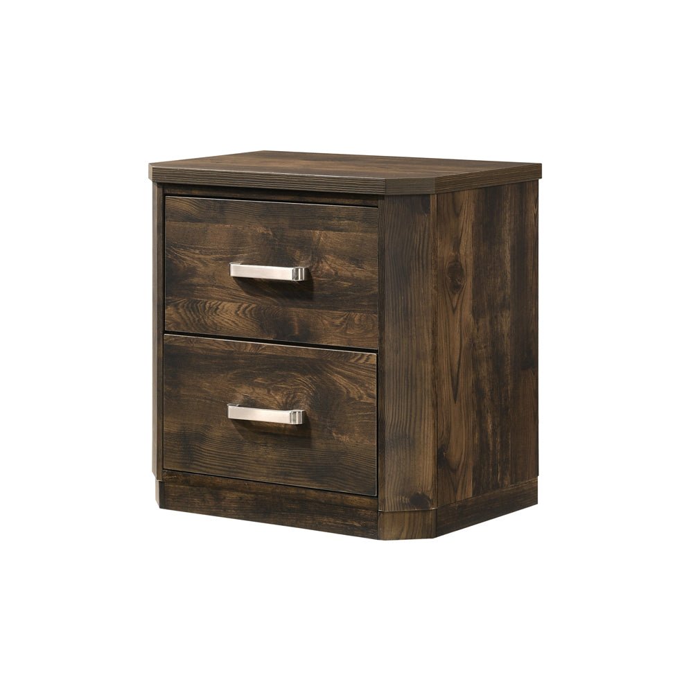 Elettra Rustic Walnut Finish Nightstand - 1st Choice Furniture Direct