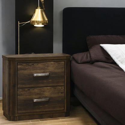 Elettra Rustic Walnut Finish Nightstand - 1st Choice Furniture Direct