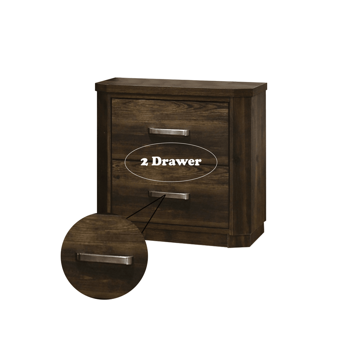Elettra Rustic Walnut Finish Nightstand - 1st Choice Furniture Direct