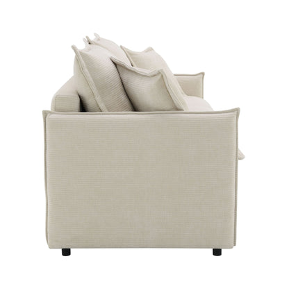 Elisea Beige Fabric Sleeper Sectional Sofa w/ 2 Toss Pillows - 1st Choice Furniture Direct