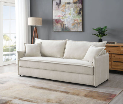 Elisea Beige Fabric Sleeper Sectional Sofa w/ 2 Toss Pillows - 1st Choice Furniture Direct