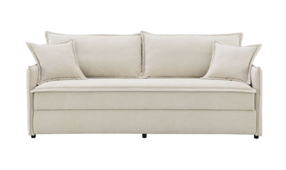 Elisea Beige Fabric Sleeper Sectional Sofa w/ 2 Toss Pillows - 1st Choice Furniture Direct