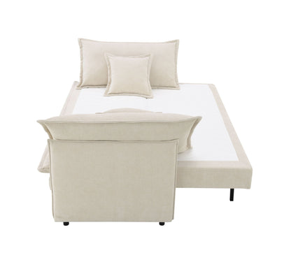 Elisea Beige Fabric Sleeper Sectional Sofa w/ 2 Toss Pillows - 1st Choice Furniture Direct