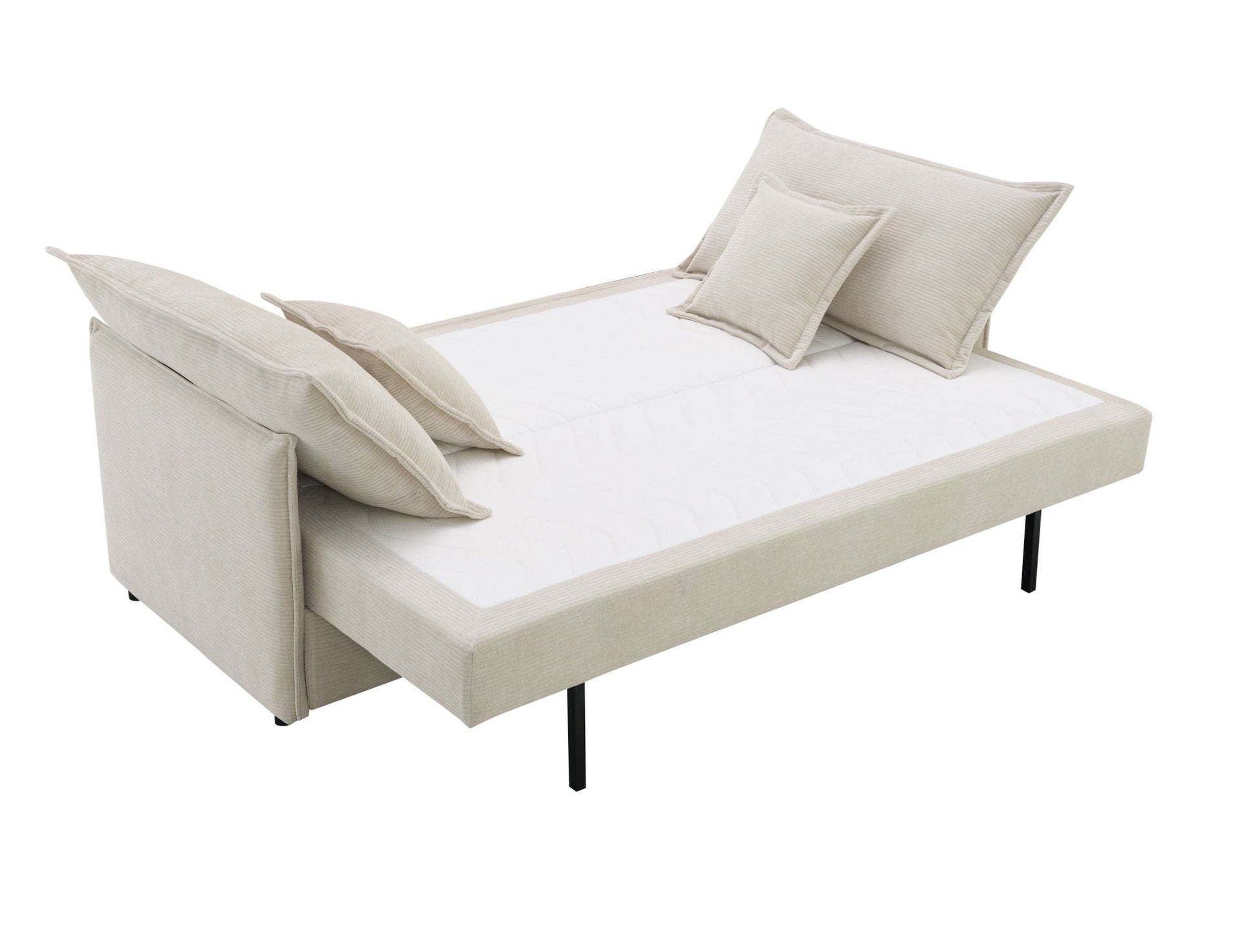 Elisea Beige Fabric Sleeper Sectional Sofa w/ 2 Toss Pillows - 1st Choice Furniture Direct