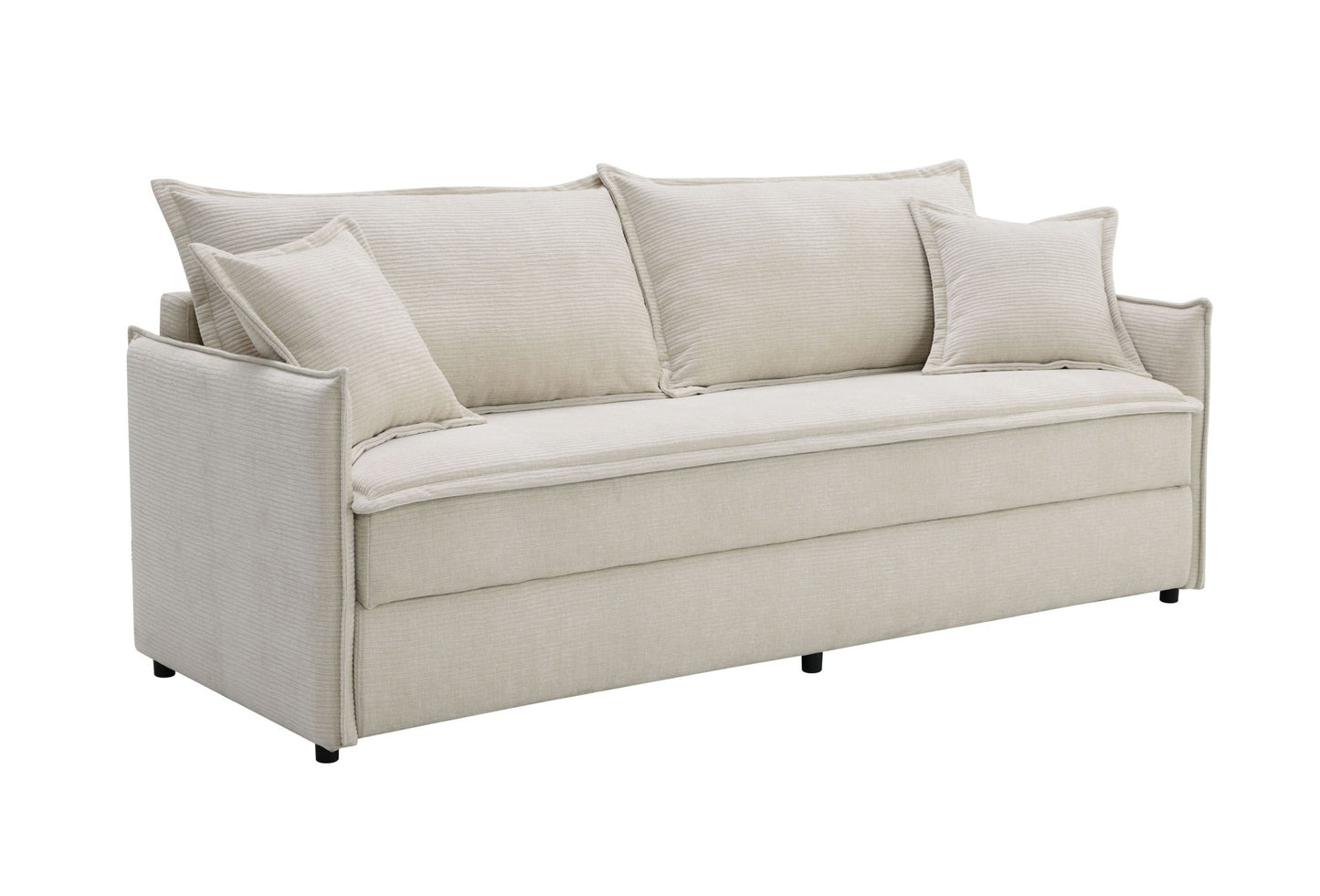 Elisea Beige Fabric Sleeper Sectional Sofa w/ 2 Toss Pillows - 1st Choice Furniture Direct