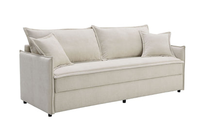 Elisea Beige Fabric Sleeper Sectional Sofa w/ 2 Toss Pillows - 1st Choice Furniture Direct