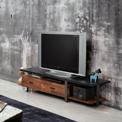 Elling Walnut & Black Finish TV Stand - 1st Choice Furniture Direct