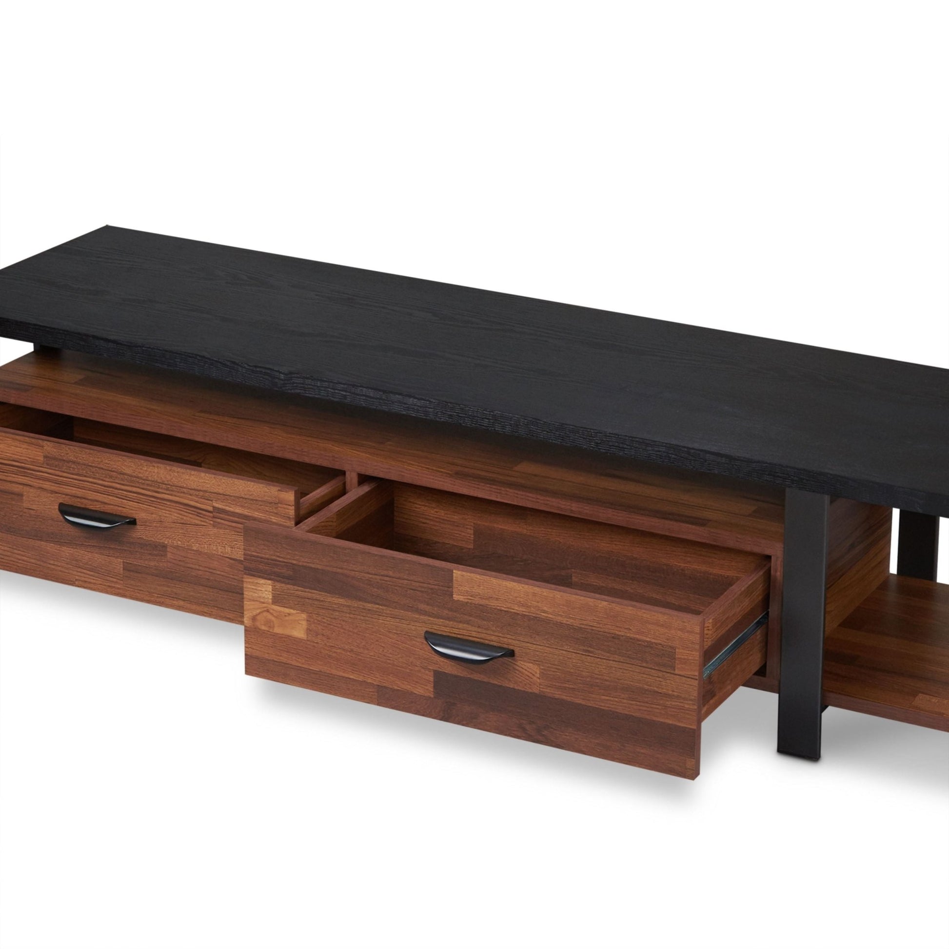 Elling Walnut & Black Finish TV Stand - 1st Choice Furniture Direct