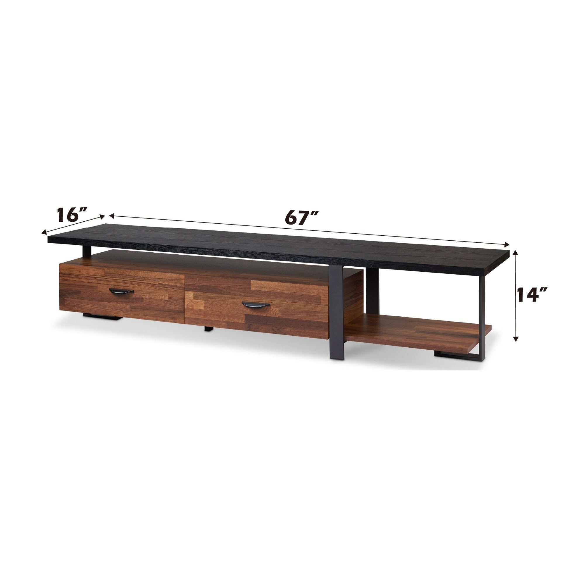 Elling Walnut & Black Finish TV Stand - 1st Choice Furniture Direct