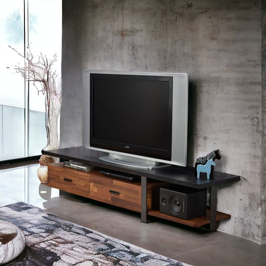 Elling Walnut & Black Finish TV Stand - 1st Choice Furniture Direct
