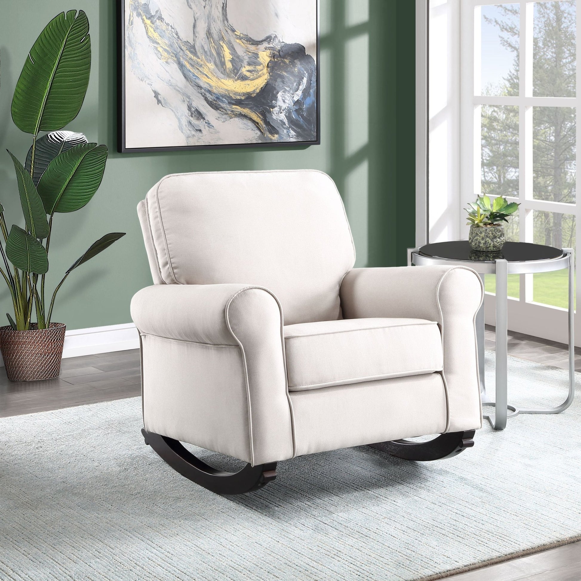 Elvin Beige Fabric Rocking Chair - 1st Choice Furniture Direct