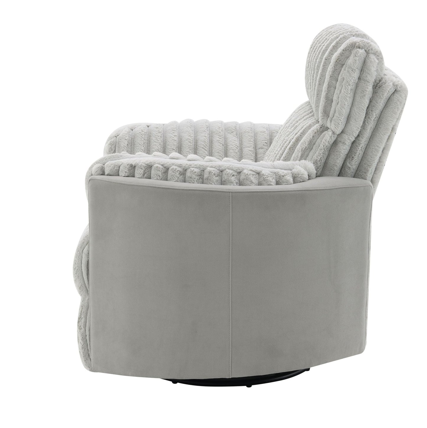Emee Gray Corduroy Glider Recliner w/ Swivel - 1st Choice Furniture Direct