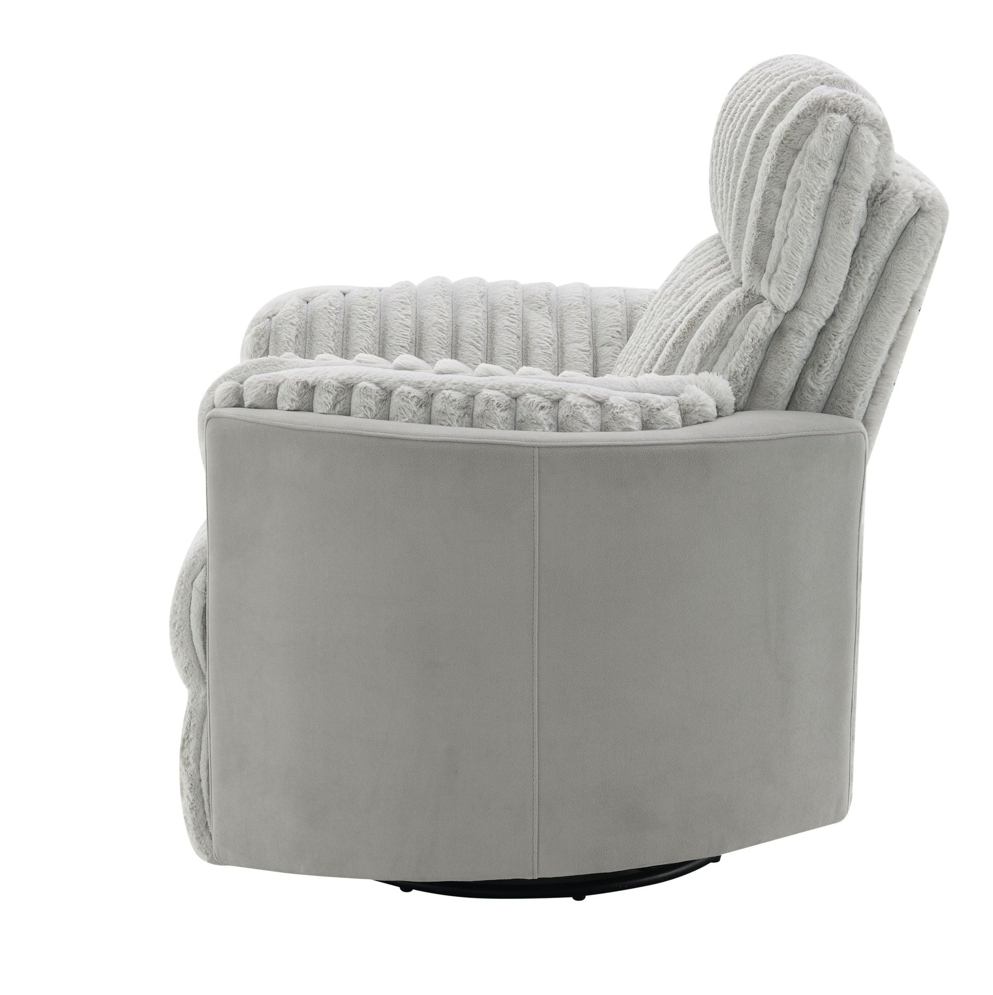 Emee Gray Corduroy Glider Recliner w/ Swivel - 1st Choice Furniture Direct