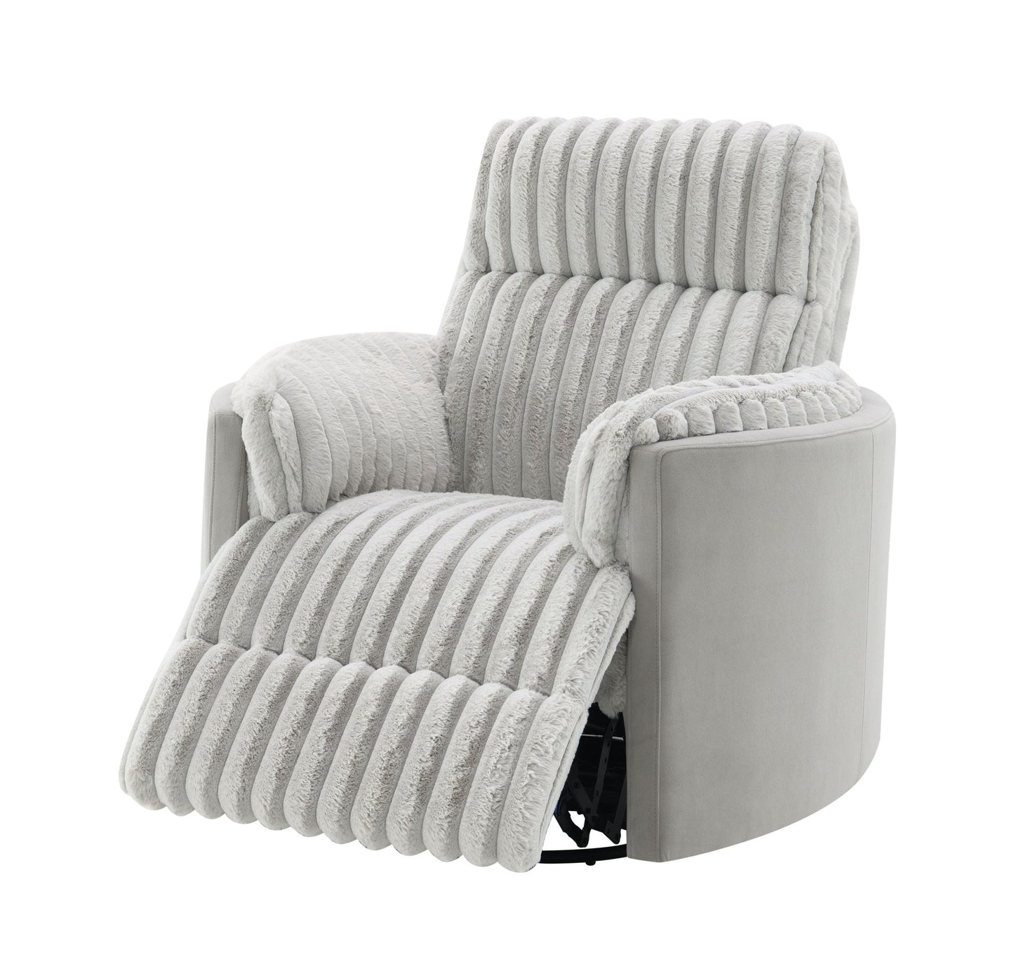 Emee Gray Corduroy Glider Recliner w/ Swivel - 1st Choice Furniture Direct