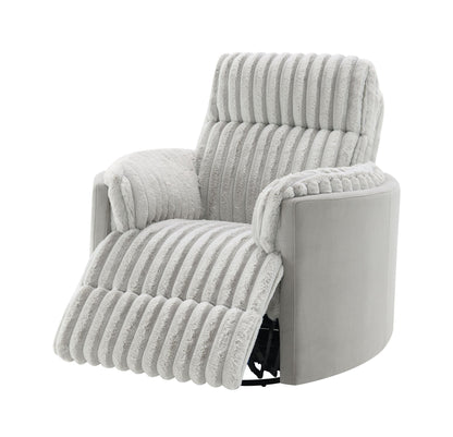 Emee Gray Corduroy Glider Recliner w/ Swivel - 1st Choice Furniture Direct