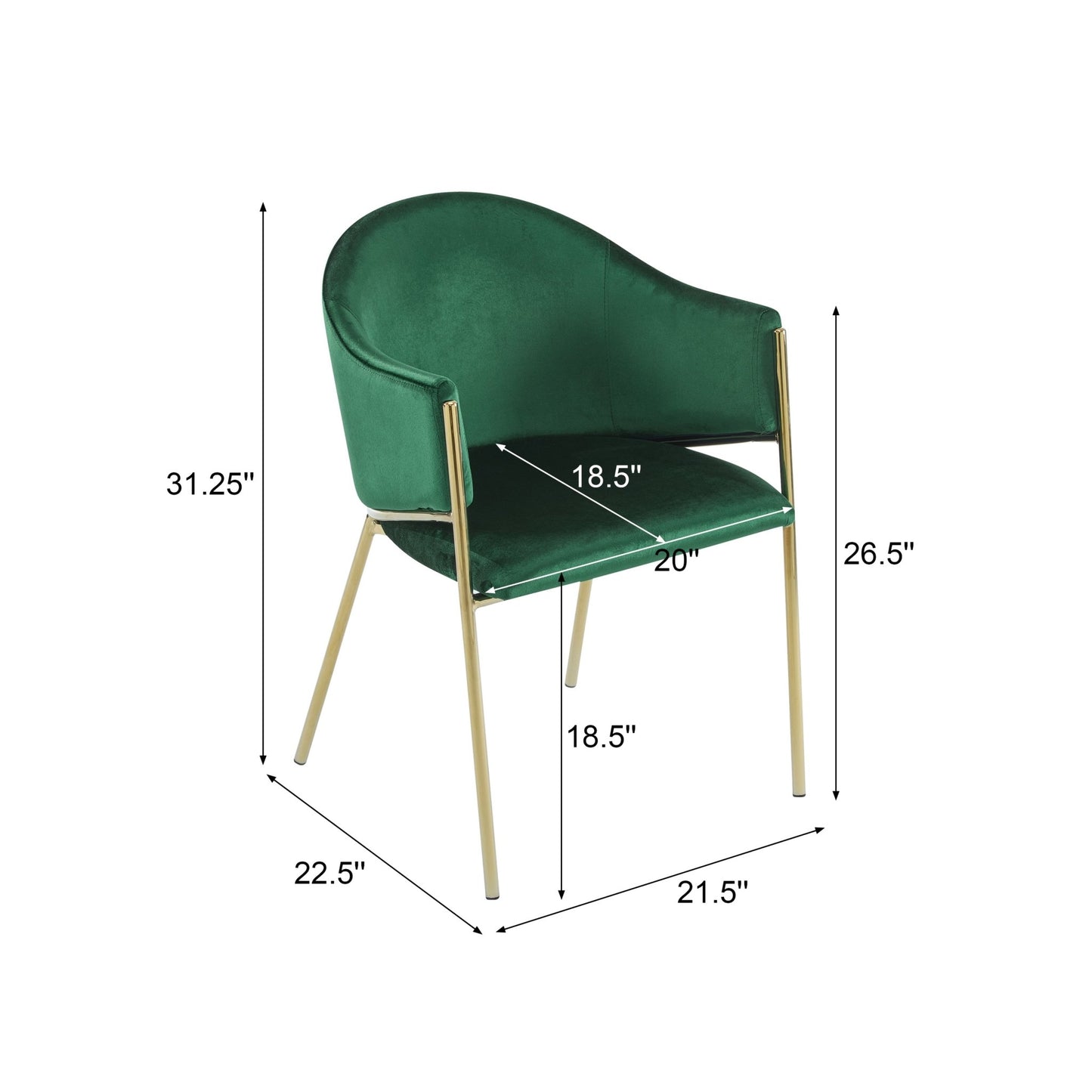 Emerald Velvet Dining Chairs with Gold Frame | Modern Upholstered Chair Set - 1st Choice Furniture Direct