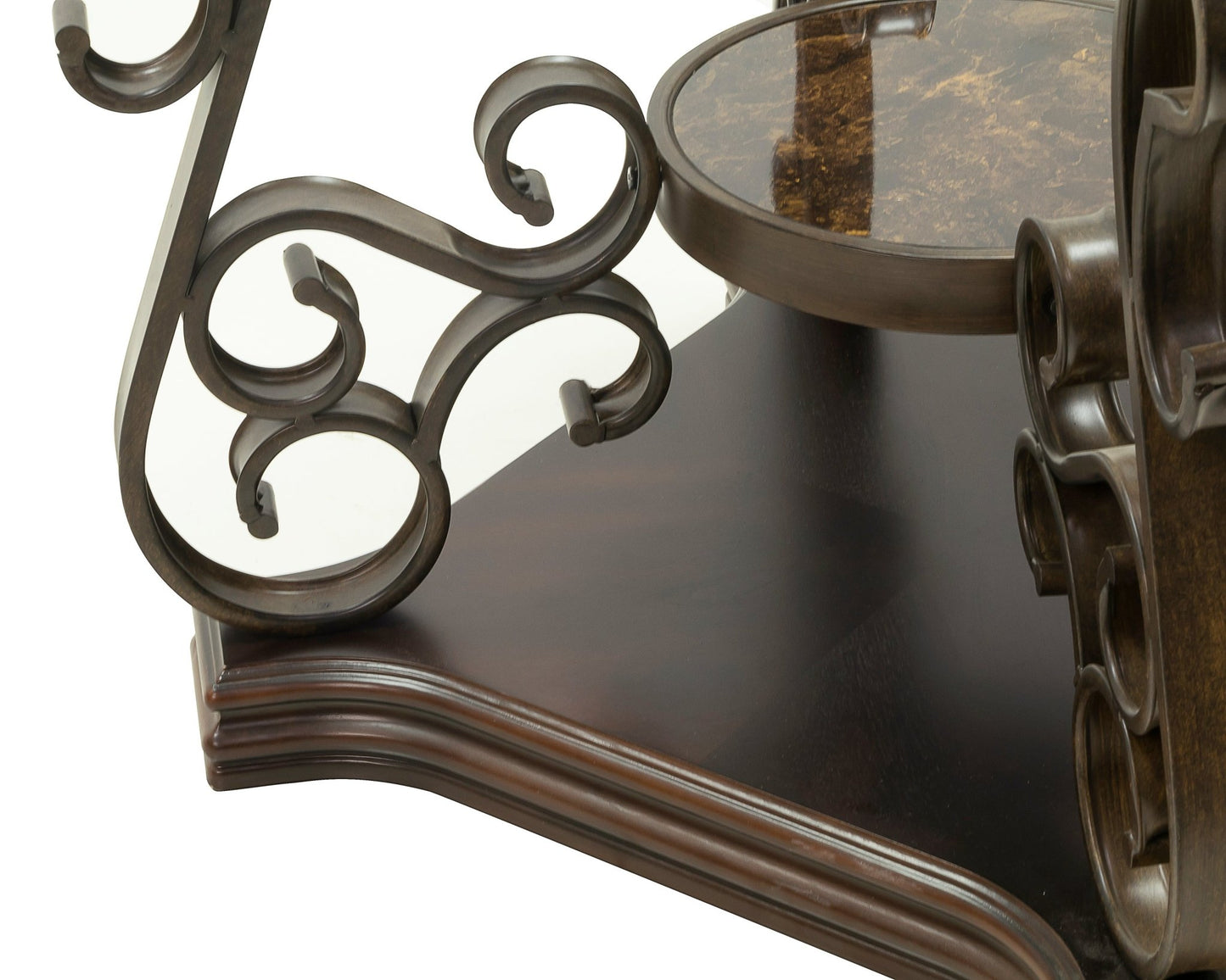 End table, Glass table top, MDF W/marble paper middle shelf, powder coat finish metal legs. (26.3'Lx26.3'Wx24'H) - 1st Choice Furniture Direct