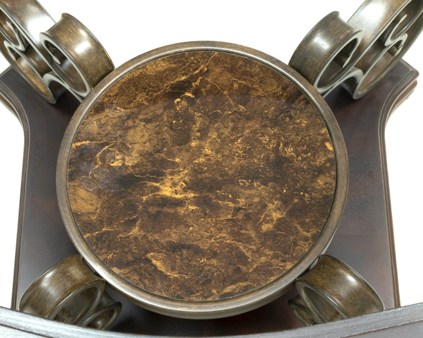 End table, Glass table top, MDF W/marble paper middle shelf, powder coat finish metal legs. (26.3'Lx26.3'Wx24'H) - 1st Choice Furniture Direct