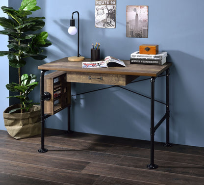 Endang Weathered Oak & Black Finish Writing Desk - 1st Choice Furniture Direct