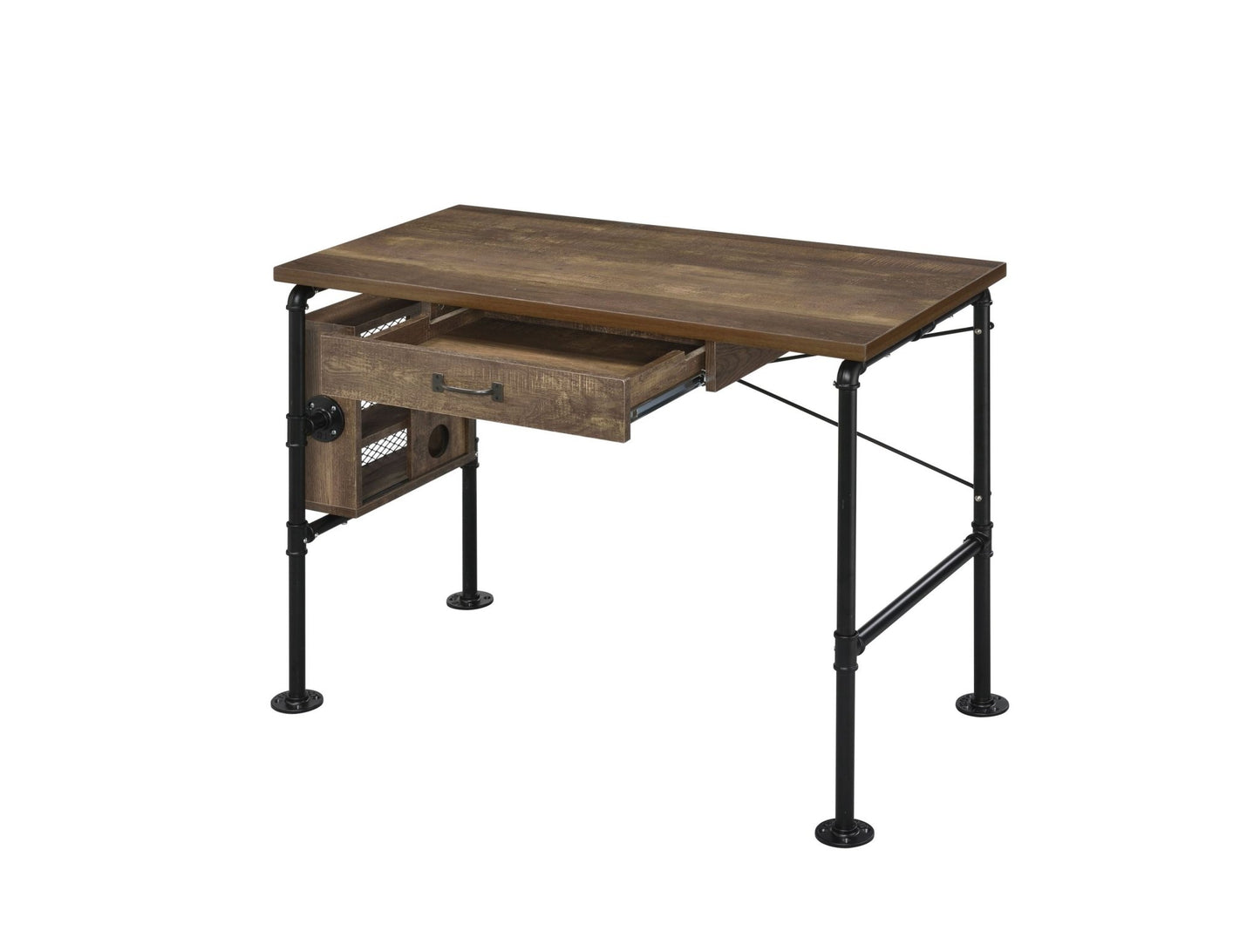Endang Weathered Oak & Black Finish Writing Desk - 1st Choice Furniture Direct