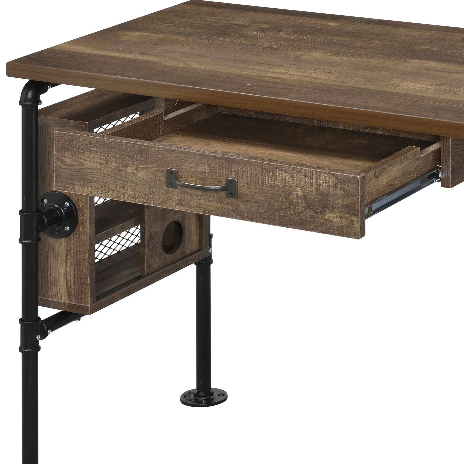Endang Weathered Oak & Black Finish Writing Desk - 1st Choice Furniture Direct