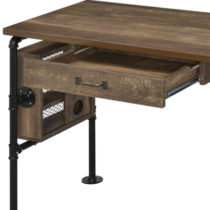 Endang Weathered Oak & Black Finish Writing Desk - 1st Choice Furniture Direct