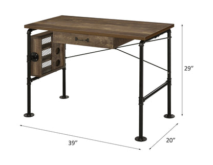 Endang Weathered Oak & Black Finish Writing Desk - 1st Choice Furniture Direct