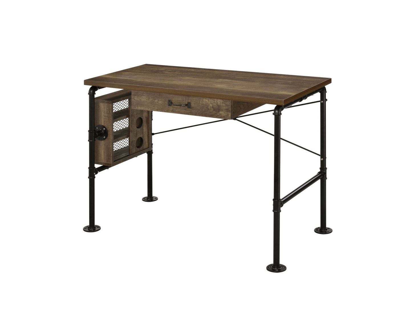 Endang Weathered Oak & Black Finish Writing Desk - 1st Choice Furniture Direct