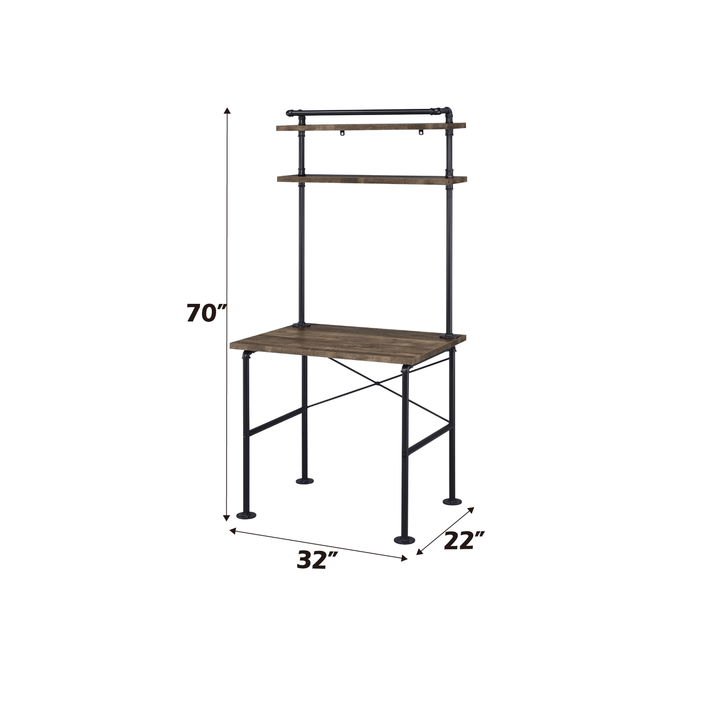 Ensata Rustic Oak & Black Finish Writing Desk - 1st Choice Furniture Direct