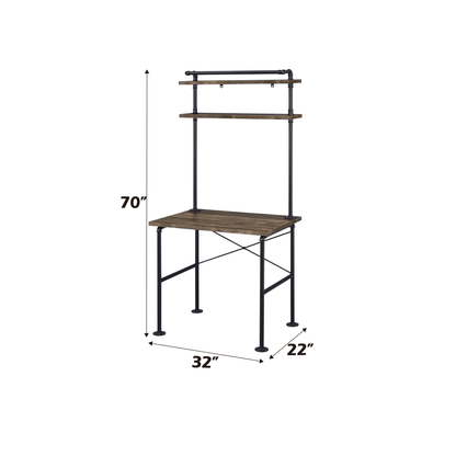 Ensata Rustic Oak & Black Finish Writing Desk - 1st Choice Furniture Direct