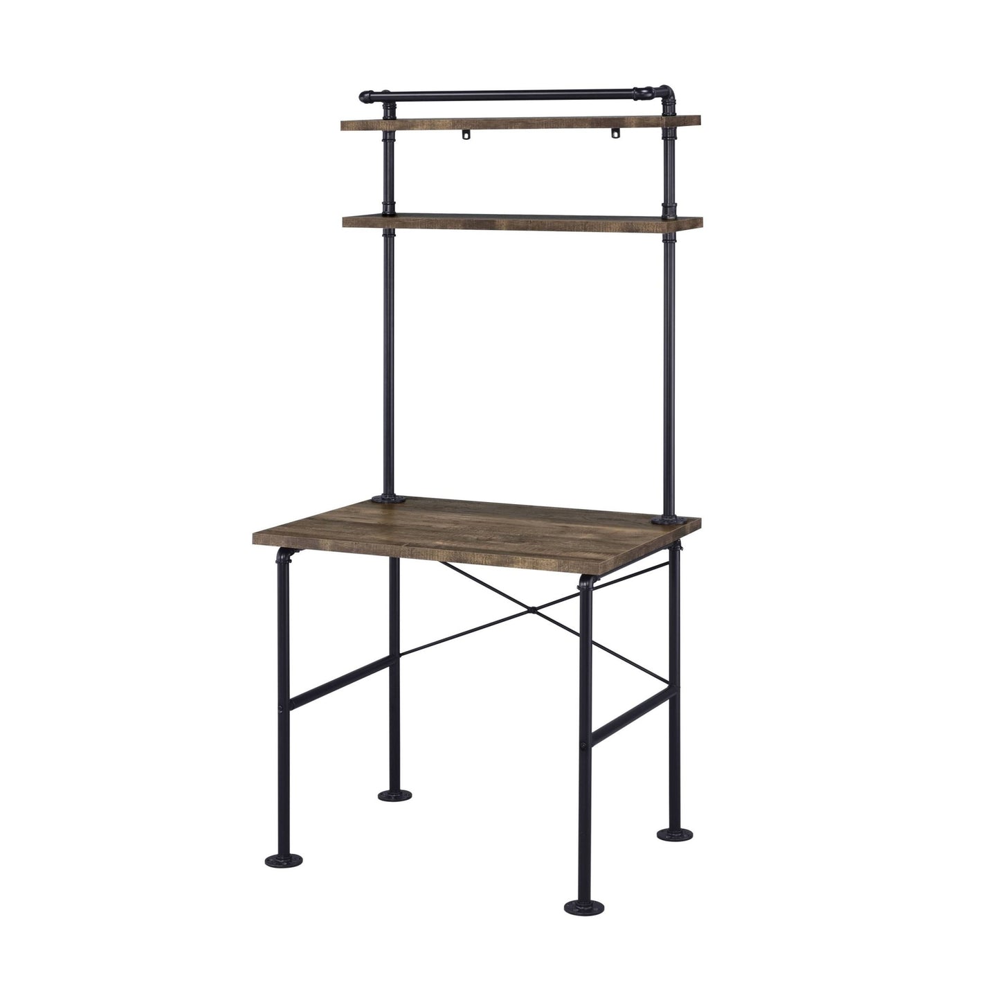 Ensata Rustic Oak & Black Finish Writing Desk - 1st Choice Furniture Direct