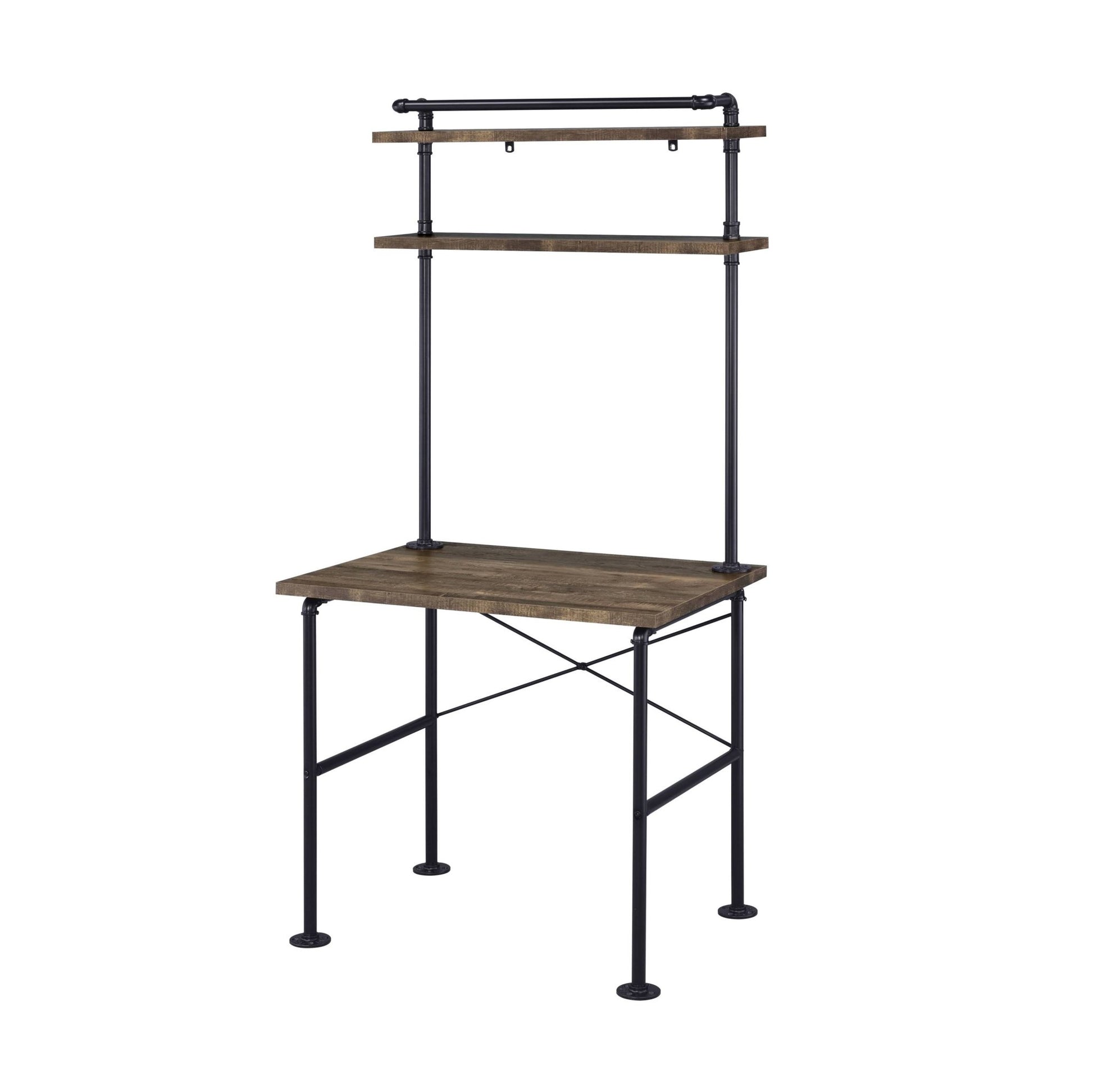 Ensata Rustic Oak & Black Finish Writing Desk - 1st Choice Furniture Direct