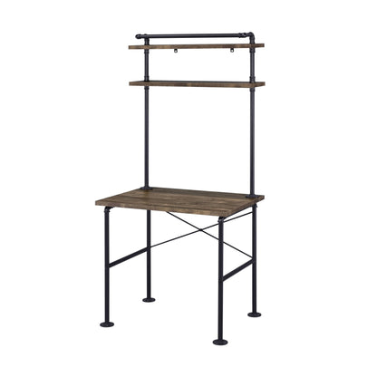 Ensata Rustic Oak & Black Finish Writing Desk - 1st Choice Furniture Direct