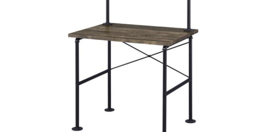 Ensata Rustic Oak & Black Finish Writing Desk - 1st Choice Furniture Direct
