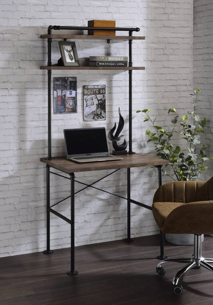 Ensata Rustic Oak & Black Finish Writing Desk - 1st Choice Furniture Direct