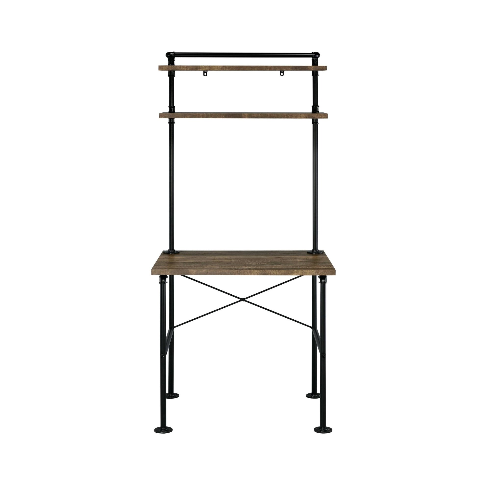 Ensata Rustic Oak & Black Finish Writing Desk - 1st Choice Furniture Direct