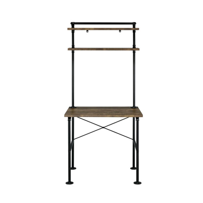 Ensata Rustic Oak & Black Finish Writing Desk - 1st Choice Furniture Direct