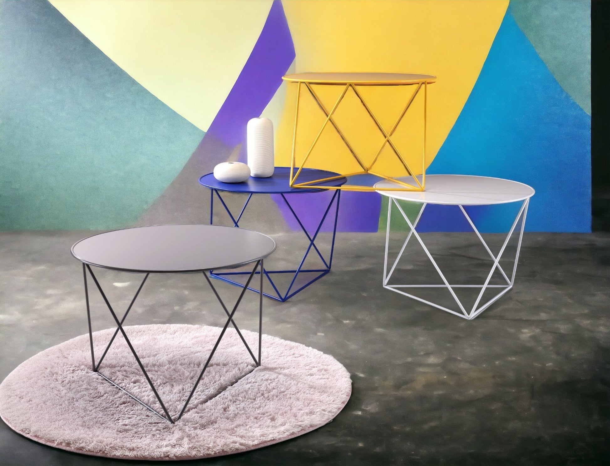 Epidia Blue color Display & Utility Accent Table - 1st Choice Furniture Direct