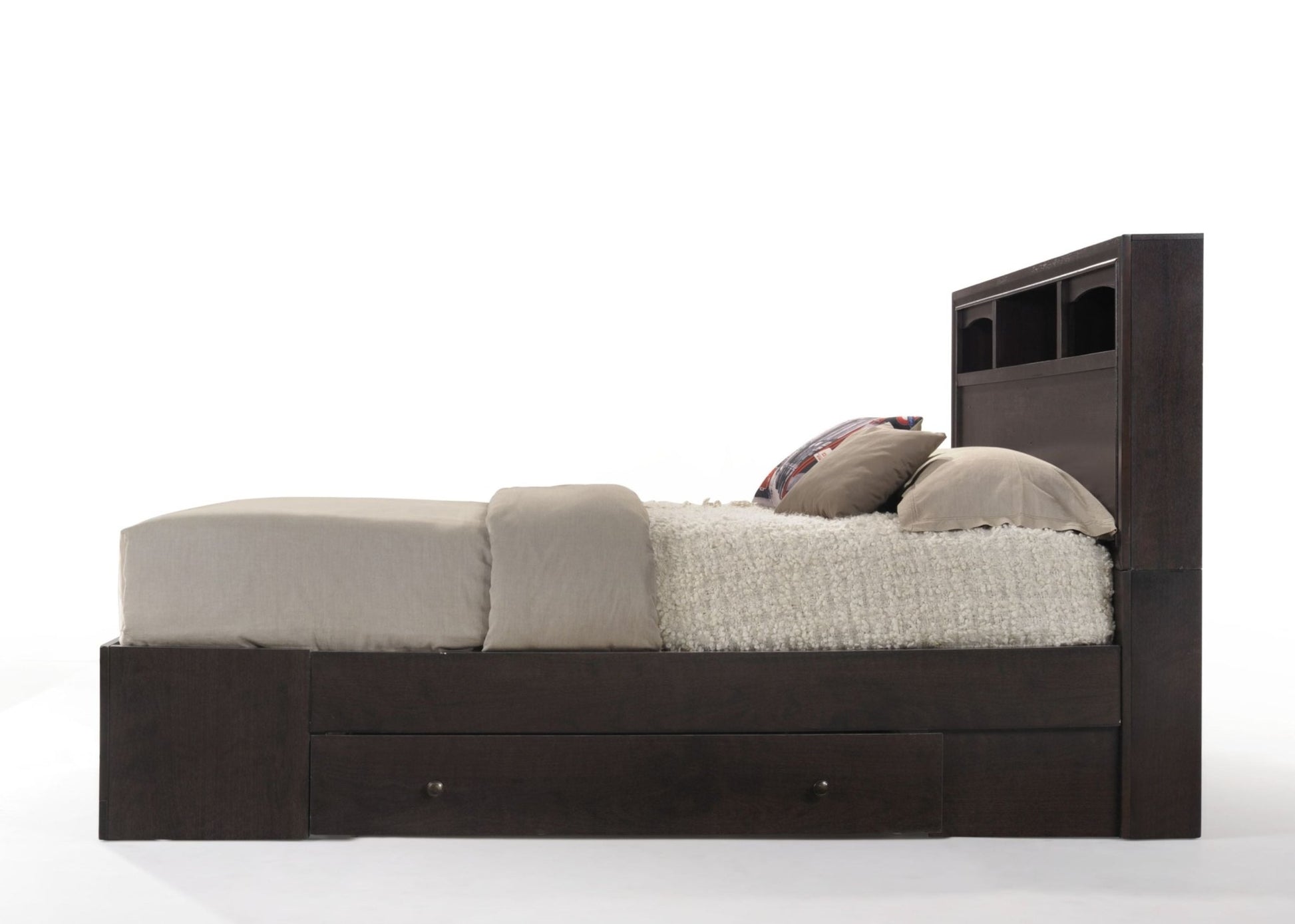 Espresso Bookcase Storage Platform Bed with Drawers - 1st Choice Furniture Direct