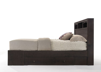 Espresso Bookcase Storage Platform Bed with Drawers - 1st Choice Furniture Direct