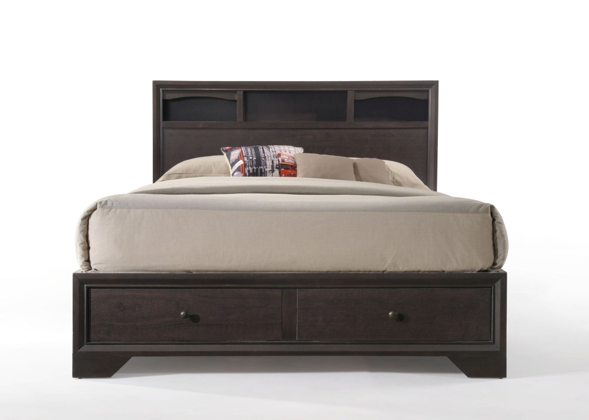 Espresso Bookcase Storage Platform Bed with Drawers - 1st Choice Furniture Direct