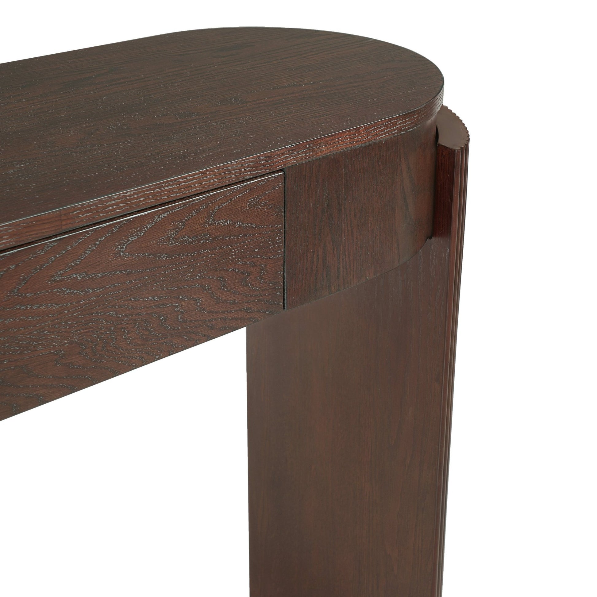 Espresso Entryway Console Table with Drawers | Fluted Sofa Table - 1st Choice Furniture Direct